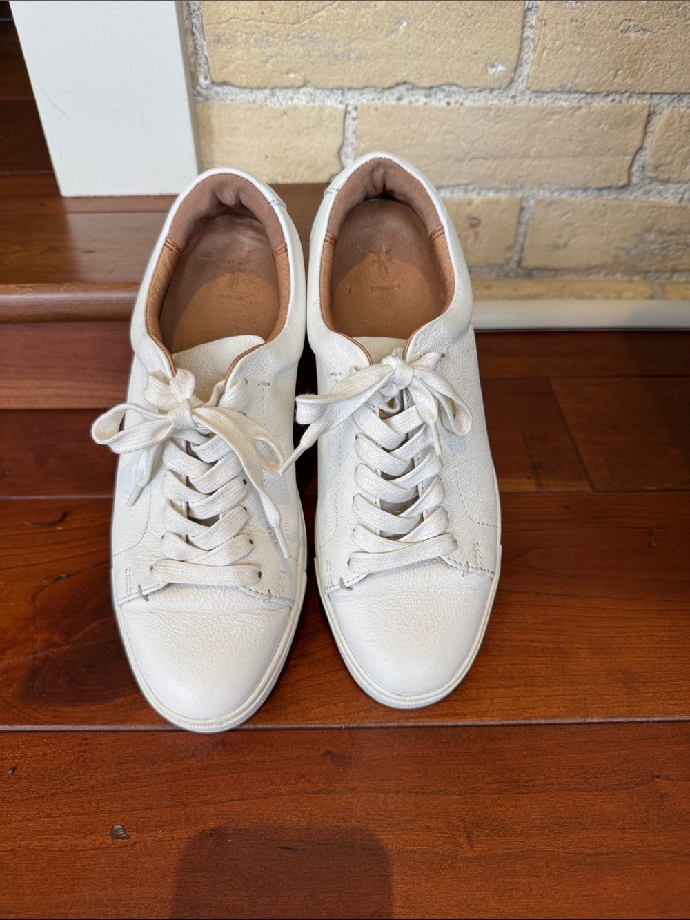 Frye Ivy Low Lace White Leather Casual Sneakers - Picture 4 of 5